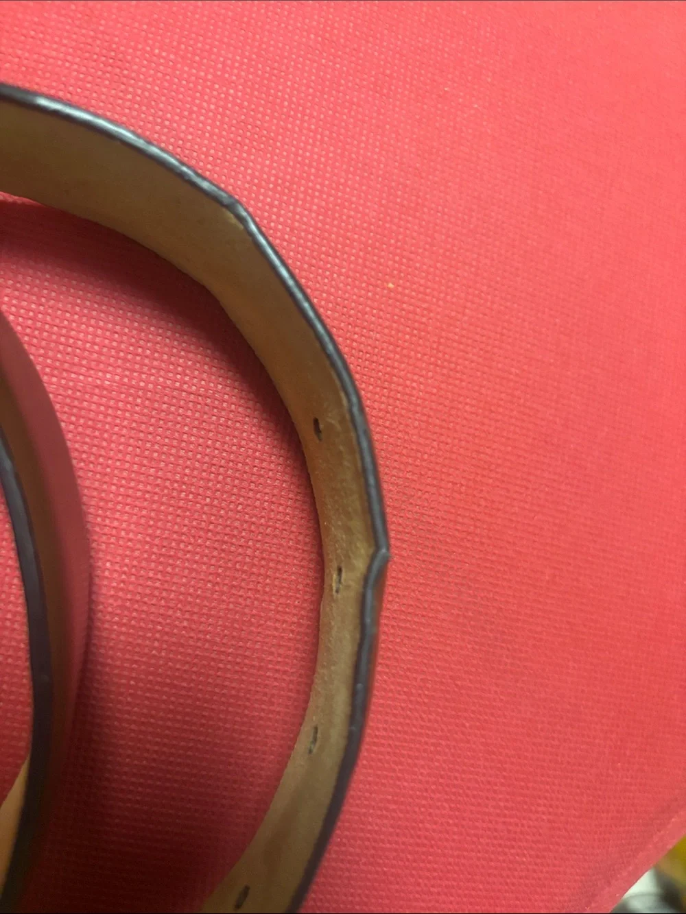Kenneth Cole brown coated leather Belt with Embossed Logo